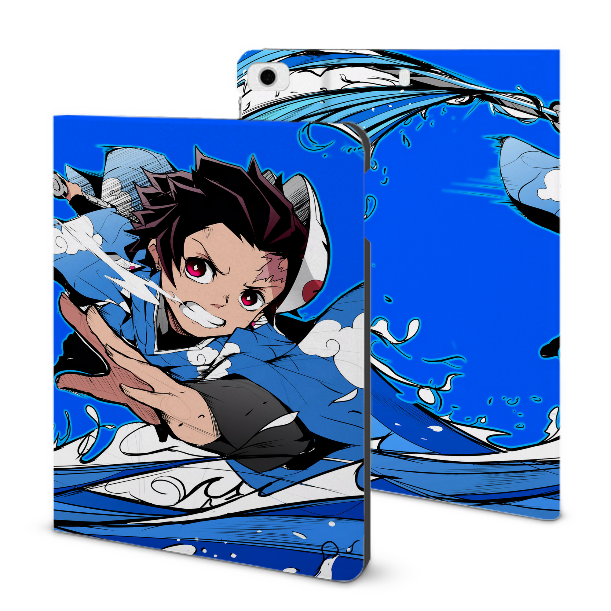 （画像用） 鬼滅の刃（きめつのやいば）竈門 炭治郎／かまど たんじろう Kamado Tanjirou IPad ケース ブック型 PUレザー TPU 耐衝撃 軽量 薄型 ペン収納なし 全面保護 IPad 各モデル対応